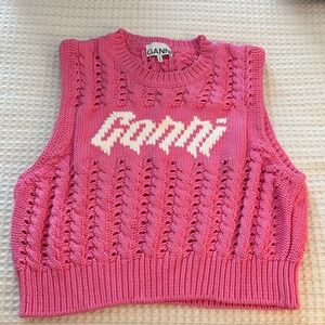 Ganni Pink Sleeveless Knit Sweater